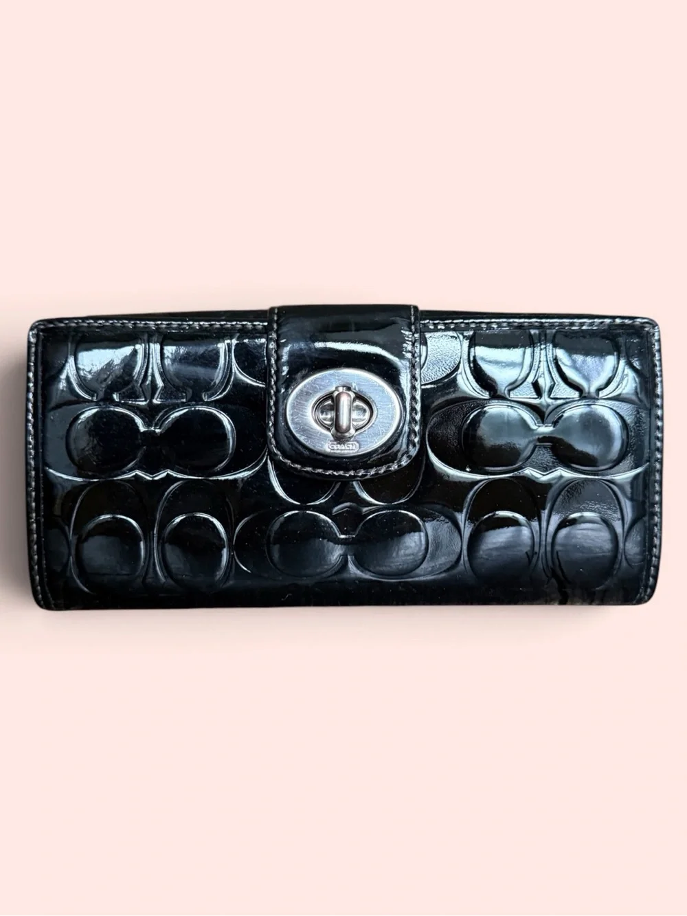 Coach Madison Black Patent Leather Wallet w/ Turquoise Lining | Like New